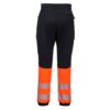 Spodnie ostrzegawcze PORTWEST KX341 KX3 Slim Dresowe do pracy ochronne robocze wysokiej widoczności dla drogowców z odblaskami materiałowe dresowe lekkie odzież ochronna robocza bhp system sklep internetowy czarne szare pomarańczowe tył