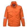 Bluza trudnopalna PORTWEST FR68 do pracy ochronna spawalnicza dla spawacza niepalna z odblaskami antystatyczna antyelektrostatyczna granatowa bhp ochronna dla pracowników nowoczesna z kieszeniami bez metalu pomarańczowa przód