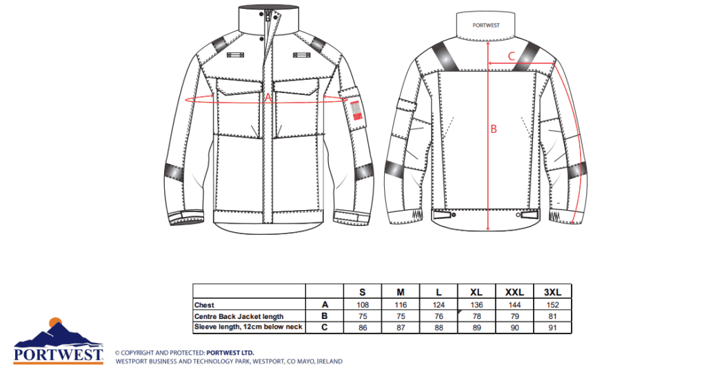 bluza trudnopalna spawalnicza portwest fr68 tabela rozmiarów