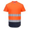 Koszulka ostrzegawcza t-shirt PORTWEST C395 przewiewna na lato siatkowana siatkowa podkoszulek odblaskowy z pasami odblaskowymi dla pracowników na gorąco letni dwukolorowy z kontrastem dla drogowców odzież ochronna bhp sklep system internetowy pomarańczowa granatowa