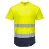Koszulka ostrzegawcza t-shirt PORTWEST C395 przewiewna na lato siatkowana siatkowa podkoszulek odblaskowy z pasami odblaskowymi dla pracowników na gorąco letni dwukolorowy z kontrastem dla drogowców odzież ochronna bhp sklep system internetowy żółta granatowa
