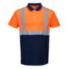 Koszulka polo ostrzegawcza PORTWEST S479 do pracy wysokiej widoczności z kontrastem dwukolorowa odblaskowa pasy odblaskowe na krótki rękaw polówka z kołnierzykiem dla drogowców odzież robocza bhp sklep system internetowy dla pracowników ochronna pomarańczowa granatowa