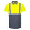 Koszulka polo ostrzegawcza PORTWEST S479 do pracy wysokiej widoczności z kontrastem dwukolorowa odblaskowa pasy odblaskowe na krótki rękaw polówka z kołnierzykiem dla drogowców odzież robocza bhp sklep system internetowy dla pracowników ochronna żółta szara