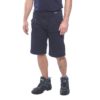 Spodenki krótkie robocze PORTWEST S889 Szorty spodnie do pracy ochronne bhp sklep system internetowy dla pracowników na lato letnie wygodne z kieszeniami do kolan odzież robocza ochronna wytrzymałe podwójne szwy granatowe na modelu