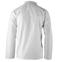 Bluza rozpinana męska KRAJAN BIEL HACCP Biała ochronna bhp sklep system internetowy dla piekarzy piekarska przemysł spożywczy zapinana na napy wygodne przewiewna bawełniana spożywka haccp długi rękaw biała tył