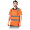 Koszulka polo ostrzegawcza REIS POLOROUTE polówka koszulka z kołnierzykiem pasy odblaskowe do pracy robocza ochronna bhp sklep system internetowy dla pracowników wytrzymała oddychająca pomarańczowa przód