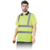 Koszulka polo ostrzegawcza REIS POLOROUTE polówka koszulka z kołnierzykiem pasy odblaskowe do pracy robocza ochronna bhp sklep system internetowy dla pracowników wytrzymała oddychająca żółta przód