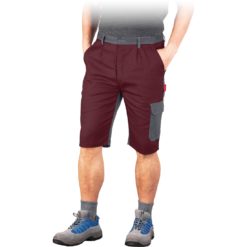 Spodenki robocze BOMULL 5 kolorów szorty krótkie na lato letnie do kolan wytrzymałe tanie ochronne bhp sklep system internetowy półelastyczny pas bawełniane oddychające dwukolorowe 6 kieszeni reis rawpol burgundowe brunatne szare