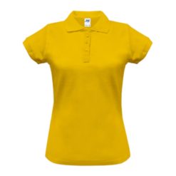 Koszulka polo damska JHK POPL200 żółta polówka koszulka z kołnierzykiem do pracy robocza ochronna bhp sklep system internetowy do nadruku dla pracowników logo nadruk firmowy odzież reklamowa dla kobiet żółta
