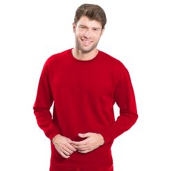 Bluza dresowa JHK SWRA290 czerwona do pracy ochronna robocza wciągana przez głowę korporacyjna do nadruku nadruki na odzieży roboczej logo na bluzach ze ściągaczem długi rękaw dla pracowników bhp sklep system internetowy czerwony na modelu