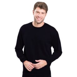 Bluza dresowa JHK SWRA290 Czarna do pracy ochronna robocza wciągana przez głowę korporacyjna do nadruku nadruki na odzieży roboczej logo na bluzach ze ściągaczem długi rękaw dla pracowników bhp sklep system internetowy granatowa na modelu