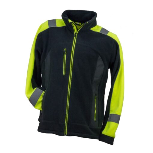 Bluza robocza polarowa URGENT URG POLAR C do pracy ochronna ciepła dla pracowników hi vis dla drogowców bhp sklep system internetowy odzież robocza do pracy dla pracowników dwukolorowa ostrzegawcza wysokiej widoczności dla drogowców z pasami odblaskowymi z odblaskami na suwak 3 kieszenie czarna żółta