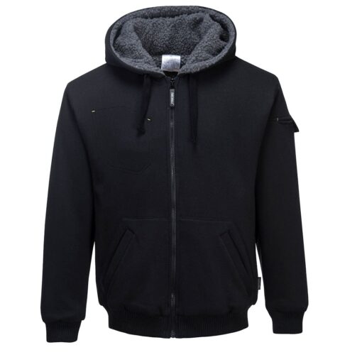 Bluza robocza PORTWEST KS32 Sherpa do pracy lekka bluza ocieplana sherpa z barankiem kurtka hoodie na suwak dla pracowników bhp sklep system internetowy odzież dla pracowników ochronna z kapturem czarna