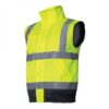 Kurtka ostrzegawcza LAHTI PRO L40925 2w1 bomberka do pasa krótka ocieplana ciepła na zimę wysokiej widoczności dla drogowców hi vis żarówiasta odblaskowa odzież bhp sklep system internetowy dwukolorowa z kapturem przeciwdeszczowa dla pracowników sklep żółta granatowa bhp sklep system internetowy bezrękawnik