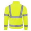 Bluza ostrzegawcza polar FLRA340 HV FLUO odblaskowa z odblaskami pasy odblaskowe wysokiej widoczności zielona żarówiasta dla drogowców świecąca w ciemności dla pracowników budowlanych z nadrukiem logo żółta zielona odzież robocza bhp sklep system internetowy tył