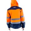 Kurtka Ostrzegawcza Softshell NEO TOOLS 81-701 do pracy robocza kurtka bhp sklep system internetowy dla pracowników odblaskowa z odblaskami z kapturem lekka wiatrówka przeciwdeszczowa odzież ochronna sklep system internetowy pomarańczowa granatowa dla drogowców tył