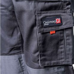 Spodnie robocze GALMAG WH290 do pasa ochronne robocze w pas bhp odzież dla pracowników wytrzymałe z kieszeniami do pracy fizycznej mocne szare grafitowe detal