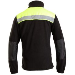 Bluza robocza polar BENEFIT RIVAL do pracy ochronna ciepła na suwak ostrzegawcza z odblaskiem odzież robocza ochronna ze stójką 3 kieszenie ze ściągaczem czarna żółta tył