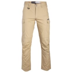 Spodnie robocze bojówki LAHTI PRO L40521 SLIM do pracy ochronne wojskowe dla pracowników instalator magazynier beżowe wygodne dopasowane odzież bhp sklep system internetowy beżowe khaki jasnobrązowe cargo przód