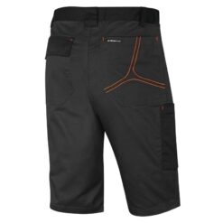 Spodnie robocze krótkie DELTA PLUS M2BE3STR Stretch bermudy do kolan szorty bhp dla pracowników na lato krótkie spodenki ze streczem rozciągliwe wygodne odzież ochronna szare grafitowe pomarańćzowe mach2 tył