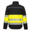 Kurtka softshell ostrzegawcza PORTWEST PW375 PW3 do pracy ochronna wiatrówka lekka kurtka wytrzymała bhp odzież robocza dla pracowników z odblaskami dla drogowców pw3 nowoszena na suwak wodoodporna czarna żółta tył