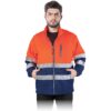 Bluza polarowa ostrzegawcza REIS POLSTRIP do pracy ochronny dwukolorowy kontrastowy odblaskowy z odblaskami wygodny dla pracowników tani dla drogowców bhp sklep system internetowy en iso 20471 na suwak pomarańczowy granatowy