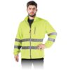 Bluza polarowa ostrzegawcza REIS POLSTRIP do pracy ochronny dwukolorowy kontrastowy odblaskowy z odblaskami wygodny dla pracowników tani dla drogowców bhp sklep system internetowy en iso 20471 na suwak żółty