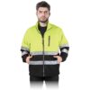 Bluza polarowa ostrzegawcza REIS POLSTRIP do pracy ochronny dwukolorowy kontrastowy odblaskowy z odblaskami wygodny dla pracowników tani dla drogowców bhp sklep system internetowy en iso 20471 na suwak żółty czarny