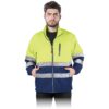 Bluza polarowa ostrzegawcza REIS POLSTRIP do pracy ochronny dwukolorowy kontrastowy odblaskowy z odblaskami wygodny dla pracowników tani dla drogowców bhp sklep system internetowy en iso 20471 na suwak żółty granatowy