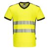 Koszulka ostrzegawcza PORTWEST PW310 do pracy odblaskowa odzież robocza ochronna bhp dla pracowników wytrzymała żarówiasta z odblaskami dla drogowców dwukolorowa pw3 taśma segmentowa żółta czarna