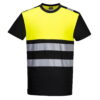 Koszulka ostrzegawcza PORTWEST PW311 odzież robocza ochronna odblaskowa z odblaskami bhp sklep system internetowy podkoszulek dla pracowników wygodny oddychający pw3 czarny żółty