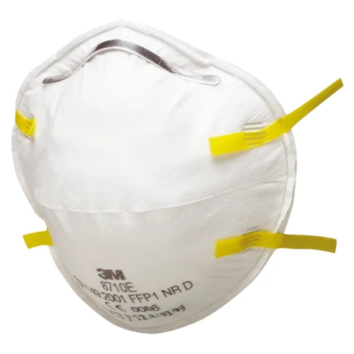 Półmaska ochronna 3M 8710e FFP1 10 sztuk maseczka oddechowa do pracy przeciwpyłowa na pylenie środki ochrony indywidualnej dla pracowników bhp sklep system internetowy jednorazowa żółta biała
