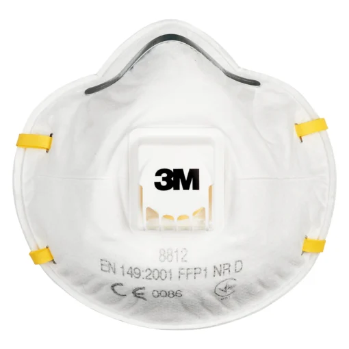 Półmaska ochronna 3M 8812 FFP1 10 sztuk maseczka oddechowa do pracy przeciwpyłowa na pylenie środki ochrony indywidualnej dla pracowników bhp sklep system internetowy jednorazowa z zaworkiem żółta biała