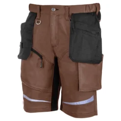 Spodnie robocze krótkie LAHTI PRO L40711 SLIM do pracy wytrzymałe szorty bermudy spodenki na lato bhp sklep system internetowy dla pracowników kieszenie monterskie worki kieszeniowe przewiewne oddychające brązowe czarne