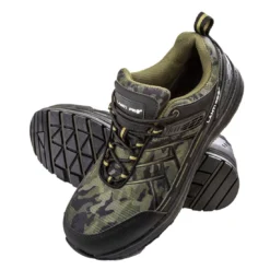 Buty robocze LAHTI PRO L30430 S2 SRC do pracy ochronne obuwie bezpieczne dla pracowników bhp sklep system internetowy wodoszczelne z podnoskiem noskiem plastikowym bez metalu kompozyt antypoślizgowe moro zielone camo