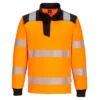 Bluza ostrzegawcza PORTWEST PW326 do pracy ochronna na długi rękaw z krótkim suwakiem dla pracowników drogowców wytrzymała premium odblaskowa wysokiej widoczności odzież ochronna bhp sklep system internetowy pomarańczowa czarna