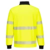 Bluza ostrzegawcza PORTWEST PW326 do pracy ochronna na długi rękaw z krótkim suwakiem dla pracowników drogowców wytrzymała premium odblaskowa wysokiej widoczności odzież ochronna bhp sklep system internetowy żółta czarna tył