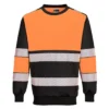 Bluza ostrzegawcza PORTWEST PW376 do pracy ochronna wygodna dresowa z pasami odblaskowymi dla pracowników odzież ochronna bhp sklep system internetowy czarna pomarańczowa