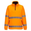 Bluza polarowa ostrzegawcza Portwest F302 do pracy ochronna bhp sklep system internetowy dla pracowników ciepła bluza z krótkim suwakiem odblaskowa z pasami odblaskowymi dla drogowców pomarańczowa
