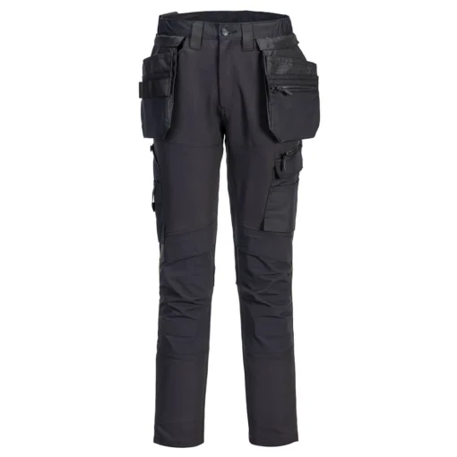 Spodnie robocze PORTWEST DX456 Stretch do pracy ochronne elastyczne rozciągliwe odzież ochronna bhp sklep system internetowy z kieszeniami kaburowymi z kieszeniami workowymi dla pracowników czarne