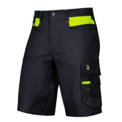 Spodenki robocze PROCERA BARI STRETCH do pracy ochronne spodnie elastyczne dla pracowników wytrzymałe krótkie z kieszeniami wygodne na lato letnie bhp sklep system internetowy czarne żółte