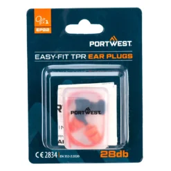 Zatyczki do uszu na sznurku PORTWEST EP22 SNR 28dB do pracy ochronne ochronniki słuchu pojedyncze lekkie silikonowe sklep system bhp pomarańczowe granatowe