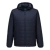 Kurtka ocieplana korporacyjna PORTWEST S608 do pracy ochronna ciepła dla pracowników pikowana z kapturem zimowa na zimę odzież robocza do nadruku granatowa